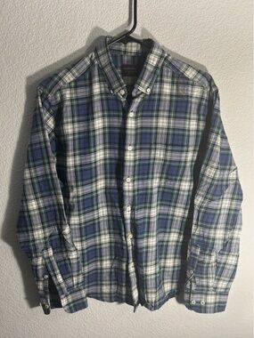 Untuckit Wrinkle Free Regular Fit Button Shirt Men's M Green Blue Plaid